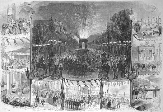 The National Holiday on 15 August 1868, Paris, France, Historic, digitally restored reproduction of a 19th century original