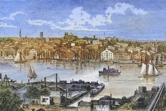 Baltimore Maryland in the 1870s. From American Pictures Drawn With Pen And Pencil by Rev Samuel Manning c. 1880, United States, America, Historic, digitally restored reproduction from a 19th century original, Record date not stated