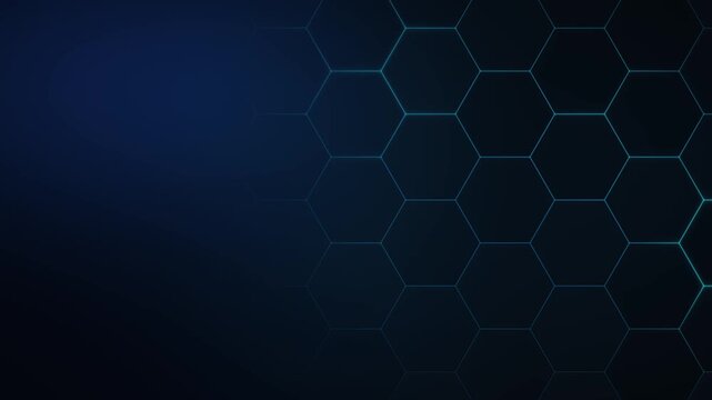 Cyan honeycomb outlines on right side of blue gradient background animation