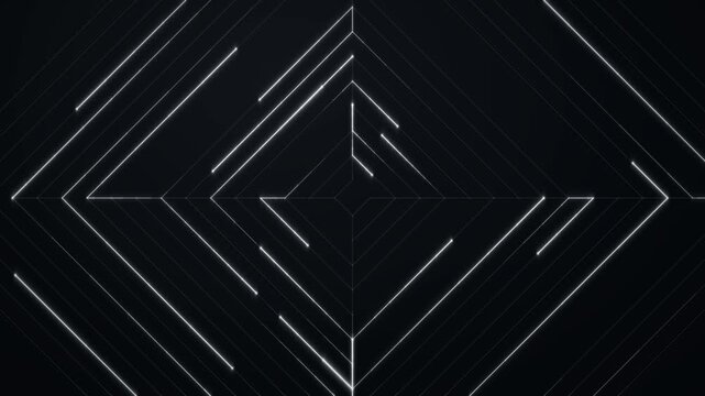 White geometric diamond outlines in symmetrical radial pattern animation loop