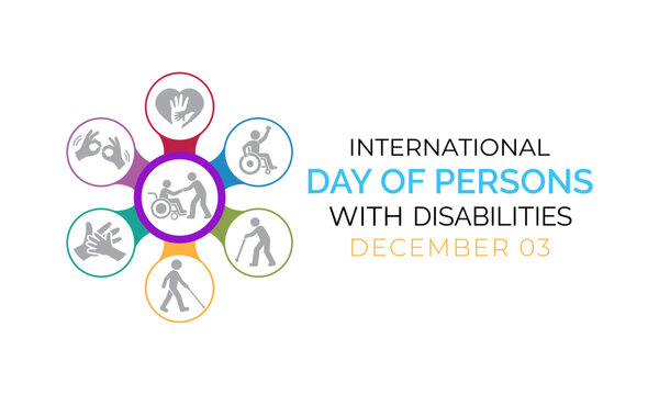 International Day of Persons with Disabilities vector illustration celebrating December 3, promoting disability awareness, inclusion, equality, accessibility, and participation in all aspects of life