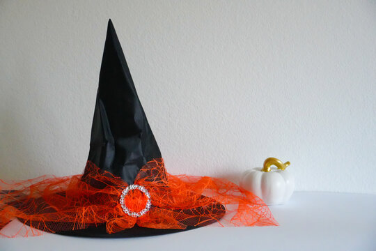 halloween witch hat. Place for text.