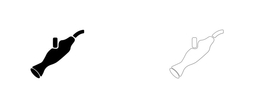 Underwater welding torch electrode holder vector icon filled and outline, subsea burning sting symbol.