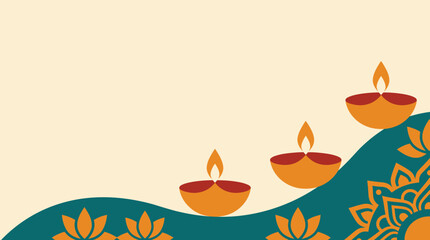 A beautiful and vibrant diwali background vector illustration featuring traditional lamps floral designs and a warm celebratory atmosphere for festive greetings © Vectorhouettefile