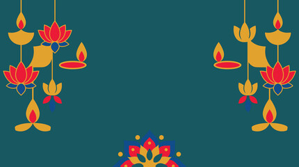 A vibrant and festive diwali background vector illustration featuring traditional lamps flowers and decorative elements perfect for celebrations and greetings © Vectorhouettefile