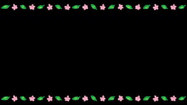 Hand Drawn Doodle Flower Border on Transparent Background