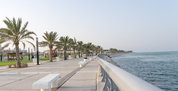 Beautiful Waterfront Park at Al Khobar Corniche Seafront Promenade in Eastern Province Saudi Arabia