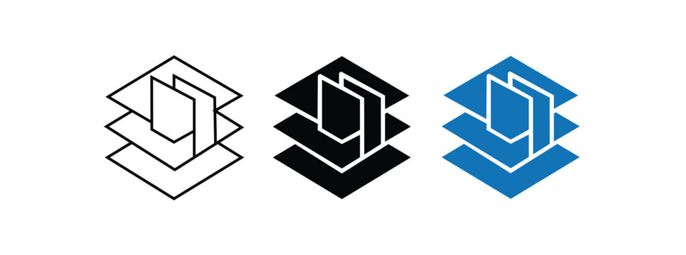 Abstract 3d layered geometric cube icon logo design template vector illustration