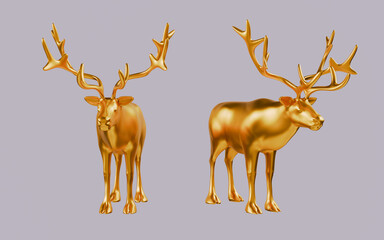 Golden Reindeer isolated 3d illustration © Laty Stocker