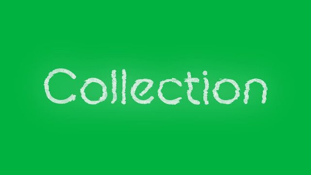 Animation of new collection text in white letters in repetition on black background