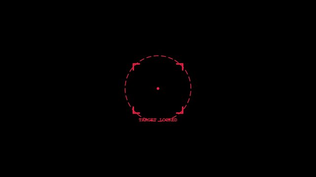 Animated futuristic target crosshair lock interface with dashed circle corner frame