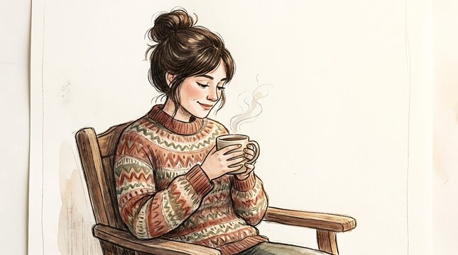 A peaceful moment of warmth enjoying a comforting beverage during the cooler autumn months