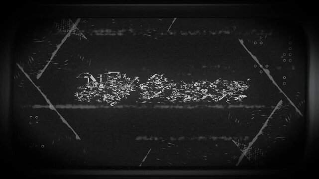 Animation of new season text in white letters over distortions on black background