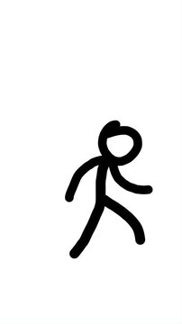 Stick figure man slipping and falling animation loop vector video clip