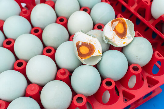 Telur Asin, Homemade Salted Egg, Made from Duck Egg and Coarse Salt with Traditional Method.