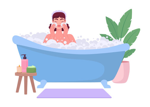 Woman Relaxing in Bubble Bath