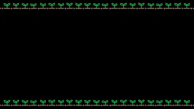 Hand Drawn Doodle Sprout Border on Transparent Background