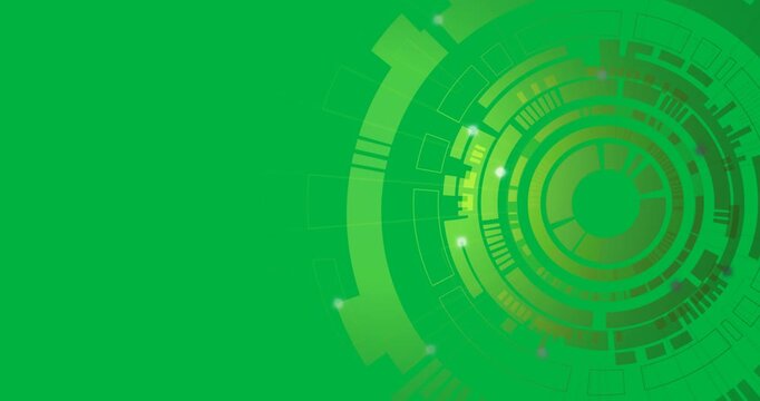 Animation of green circular interface spinning over transparent background