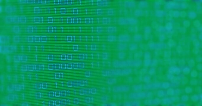 Animation of blue binary code changing on transparent background