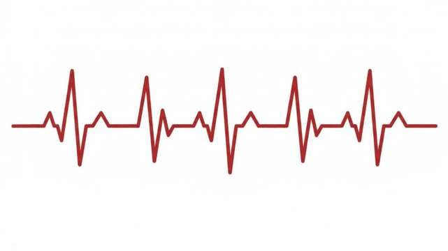 Red heartbeat line animation representing medical pulse rhythm on a clean white background