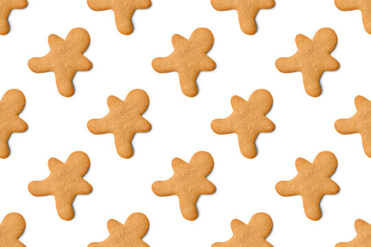 Seamless pattern of gingerbread man cookies 