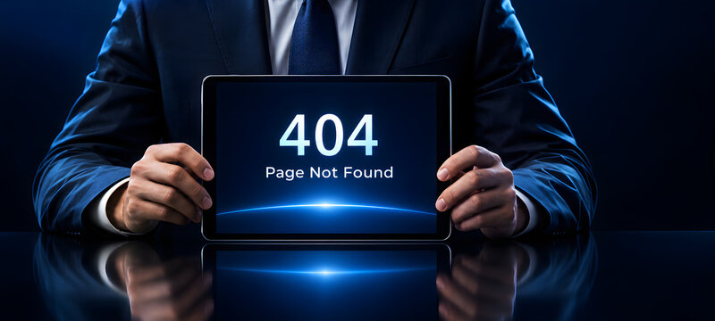Website Error 404 Page Not Found Concept with Business Technology and Digital Service Failure