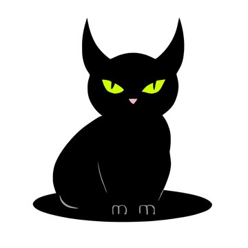 Black Halloween devil cat glowing neon green eyes twitch emote