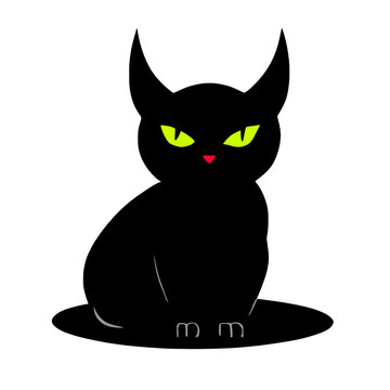 Black Halloween devil cat glowing neon green eyes twitch emote