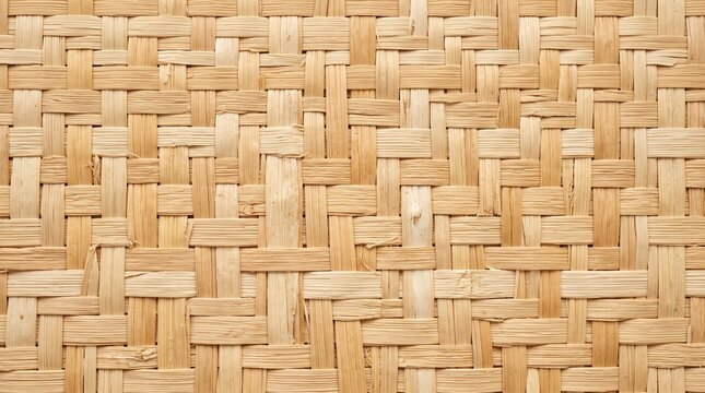 Natural raffia weave texture background, woven straw basket pattern in light beige tan, handmade rattan wicker mat surface, eco friendly organic fiber backdrop