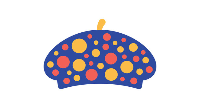 A blue beret with colorful polka dots is a vector illustration