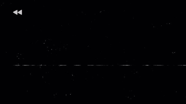 old retro VHS tape rewind icon on transparent background. Vintage screen with old film damage. camcorder overlay. 4K Video