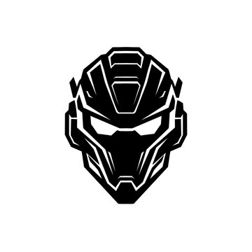Futuristic Robot Helmet Esport Mascot Logo, Solid Black One‑Color Design