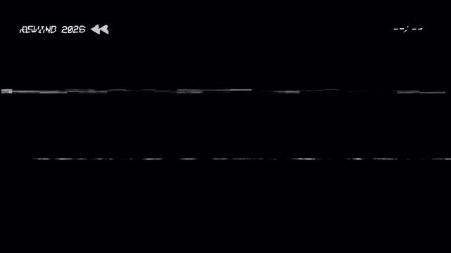 Old tape VHS rewind screen with static glitch. Bad TV Signal. overlay footage. 4K Video