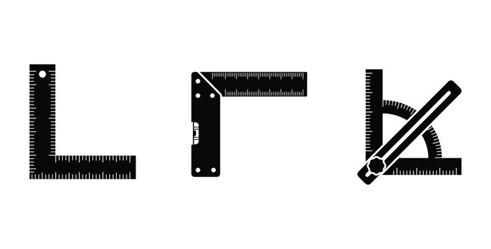 precision drafting tools including a right angle triangle square ruler compass and adjustable bevel gauge