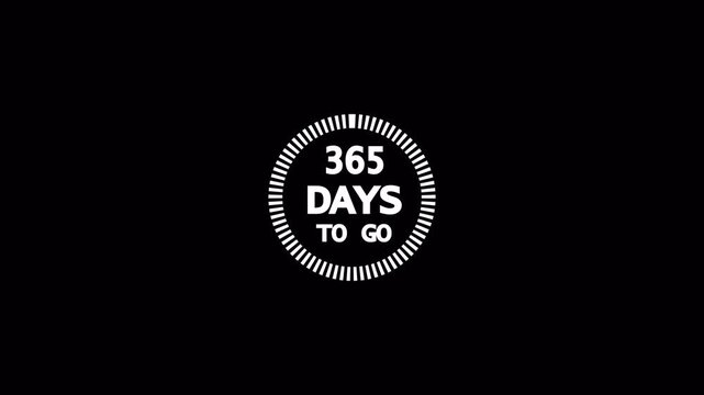 365 Days Remaining Countdown Timer with a Sleek Black Background &ndash; Minimalist Time Countdown Graphic