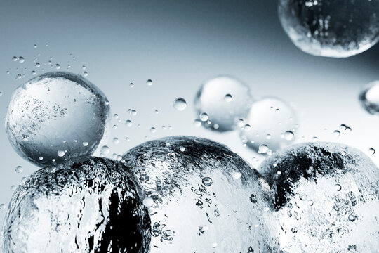 Floating Water Bubbles with Bright Copy Space