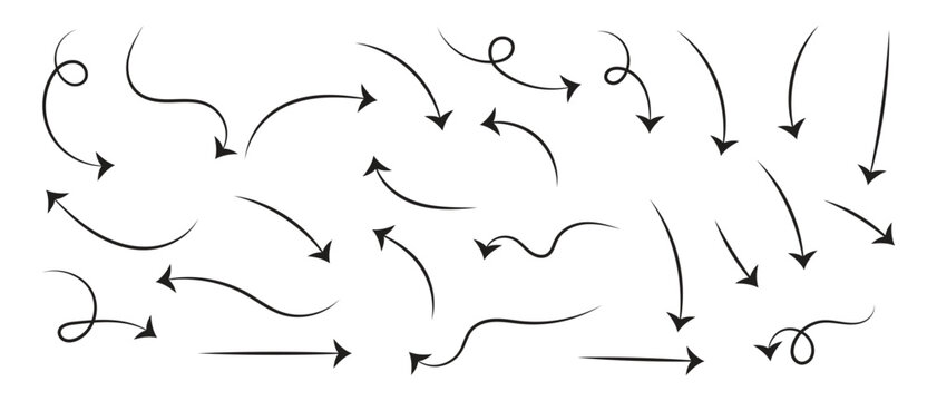 hand drawn doodle arrow set for creative project design elements