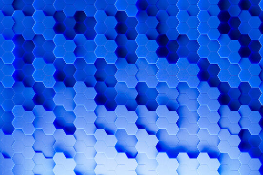 Layered Blue Hexagonal Pattern Background