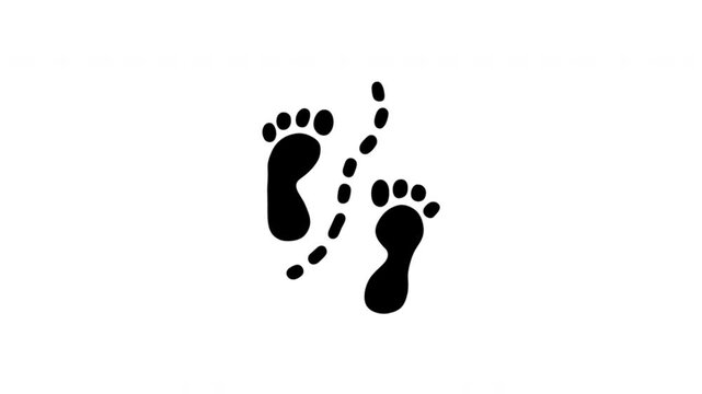 Footprints For Walking Direction And Movement Doodle Animation. Shoe Prints And Path Navigation. 4K Video Loopable Overlay Element. Hand-Drawn Animated Icon With Alpha Channel.