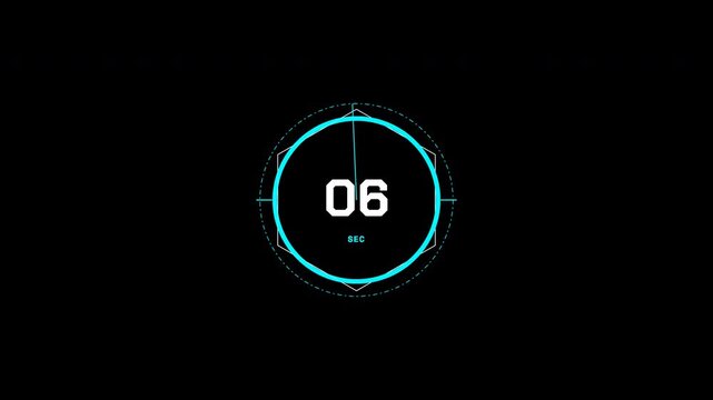 Cyber Scifi Hud Telemetry Countdown Timer Overlay Animated on Transparent Background 4K Video