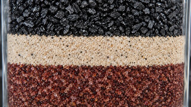 Multilayer Water Filtration Media with Anthracite Sand and Red Granules