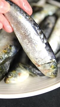 Sardines fish fresh small seafood pescatarian diet serving size fish&nbsp;natural ingredients healthy eating, wholesome dish, tasty snack fresh, gourmet, rustic food background on the table top view copy s