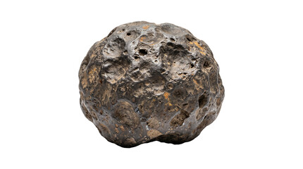 Rough metallic asteroid rock meteorite model isolated on transparent background. © FHGrafixx