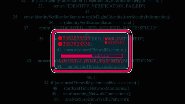 Security Patch Reaudit Cyber Security Animation: Advanced Security Scan Code, Real-Time Threat Detection, Network Protection, Data Safety and Digital Danger Concept 4K Video