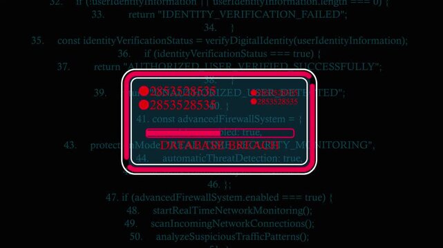 data Bech breach Cyber Security Animation: Advanced Security Scan Code, Real-Time Threat Detection, Network Protection, Data Safety and Digital Danger Concept 4K Video