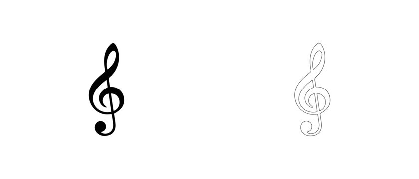 Treble clef G-clef vector icon, musical notation symbol.