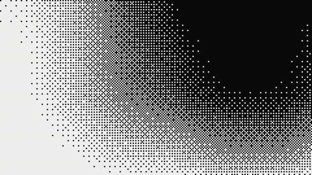 Chunky Bayer dither gradient pixel pattern on black 4K seamless loop