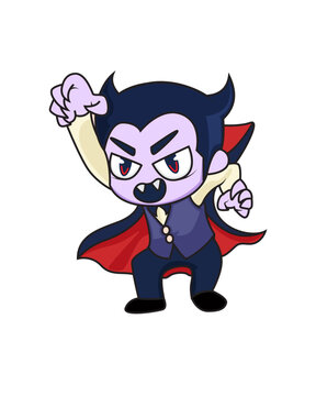 A young boy in a vampire costume striking a scary pose at a Halloween event good for mascot, sticker