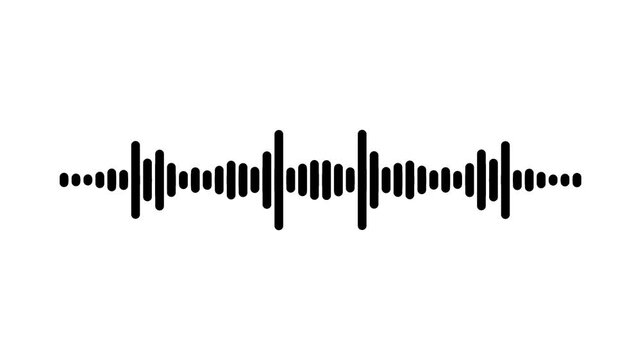 Black line audio sound waveform animation, visualization sound graphic element, studio recorder equalizer, black Line digital minimalist voice and soundtrack wave equalizer on white screen. 4k video