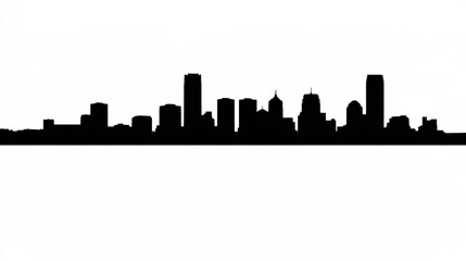 Fototapeta premium Monochrome Cityscape: Oklahoma City Buildings as Black Silhouette Against White
